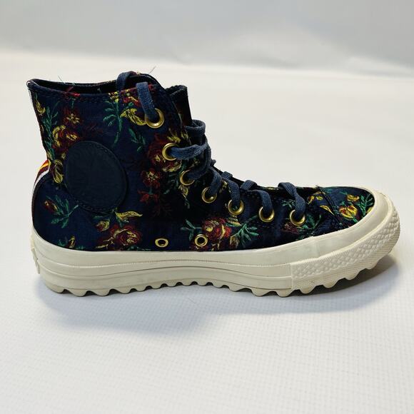 Converse Platform Hi Top Shoes Women’s Size 7.5 Blue Floral CTAS Lift Ripple - Picture 3 of 11